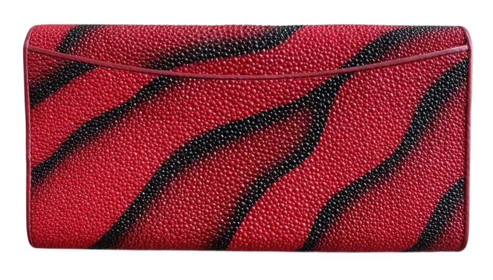 Кошелек из кожи ската Ekzotic Leather Красно-черный (stw 11)