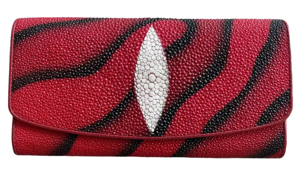 Кошелек из кожи ската Ekzotic Leather Красно-черный (stw 11)