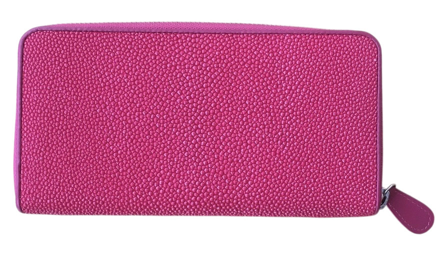 Гаманець портмоне жіночий зі шкіри ската на блискавці  Ekzotic Leather рожевий малиновий (stw 30_1)