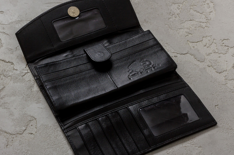 Кошелек Черный  Ekzotic Leather из кожи ската с питоном (stw 12)