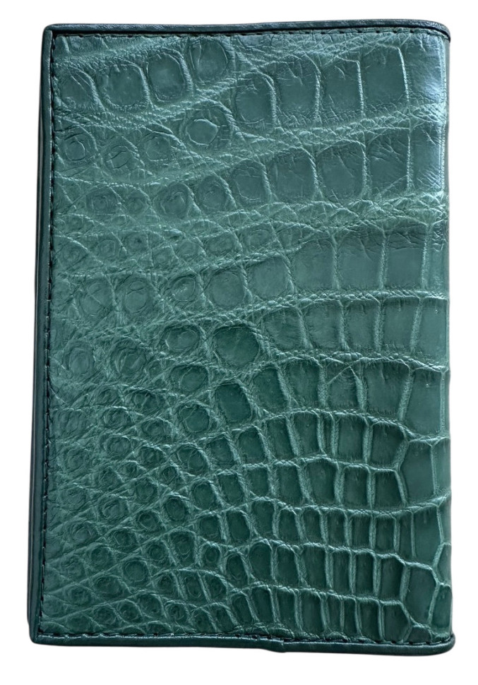 Обкладинка на паспорт із натуральної шкіри крокодила  Ekzotic Leather Зелена (ср 03)