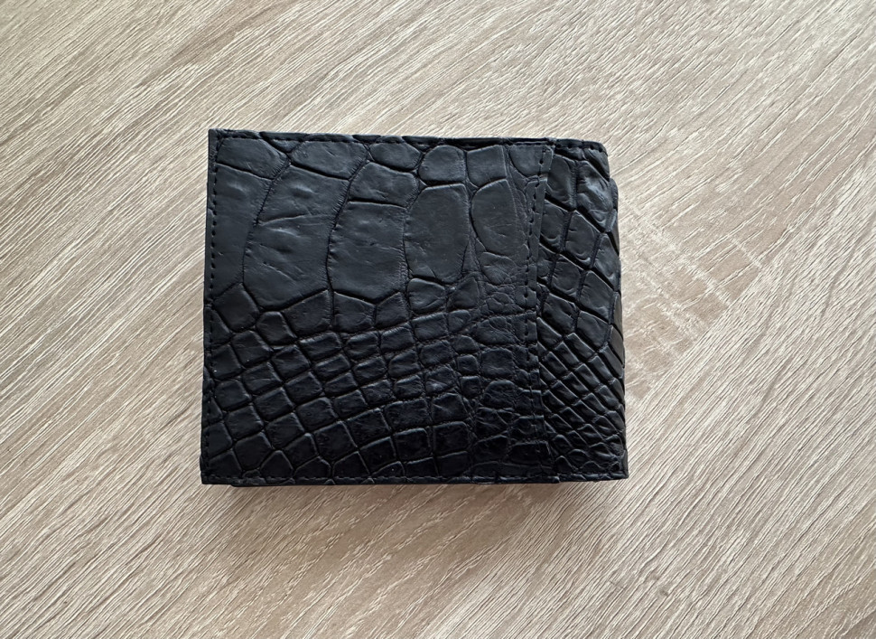 Затискач для купюр грошей із натуральної шкіри крокодила  Ekzotic Leather Чорний (сс04)
