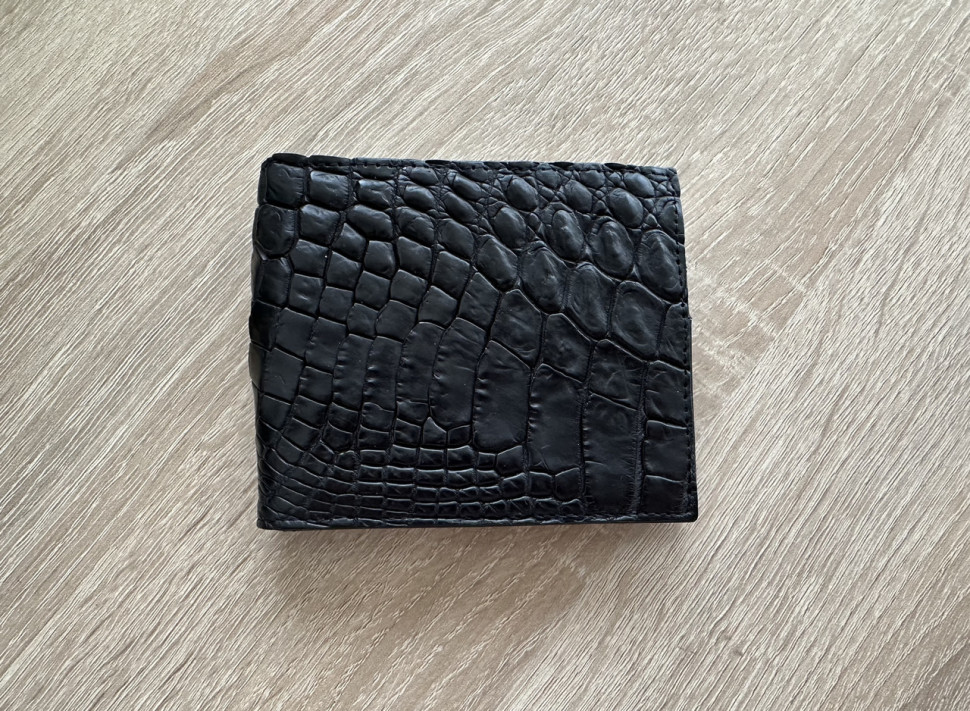 Затискач для купюр грошей із натуральної шкіри крокодила  Ekzotic Leather Чорний (сс04)