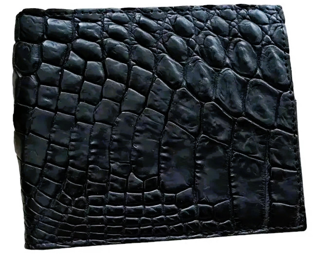 Затискач для купюр грошей із натуральної шкіри крокодила  Ekzotic Leather Чорний (сс04)