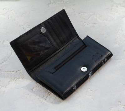 Кошелек из ската  Ekzotic Leather Черный (stw 29)