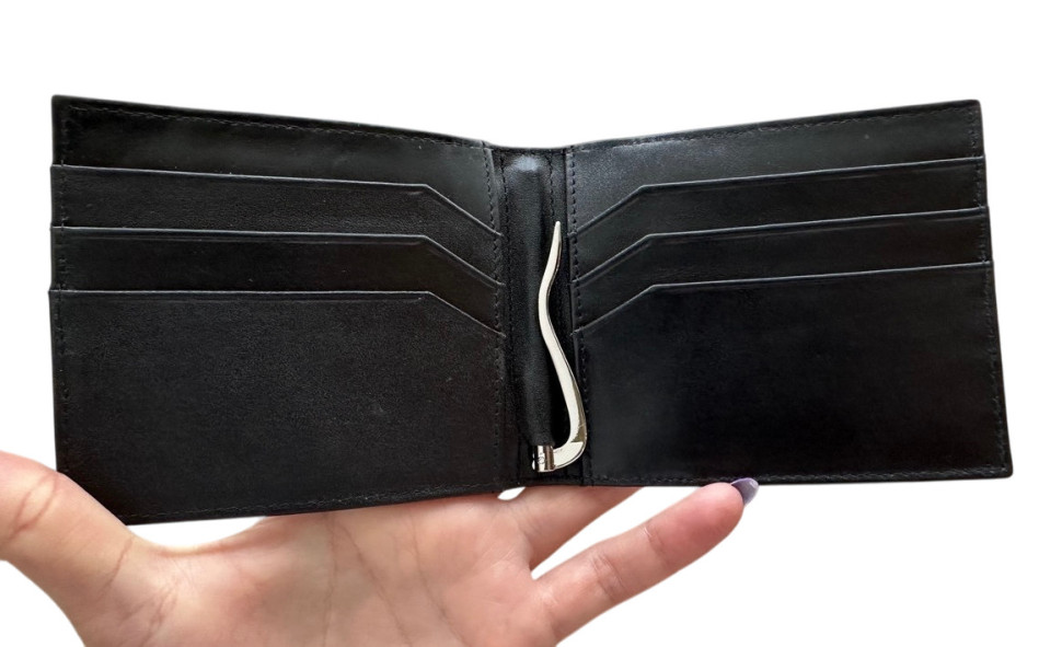 Затискач для грошей купюр із натуральної шкіри крокодила  Ekzotic Leather Чорний (сс 03)