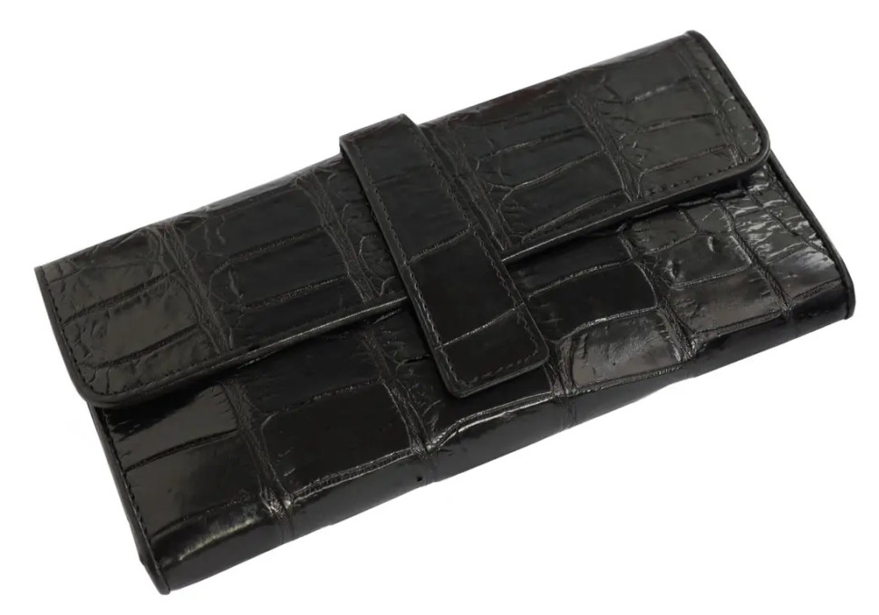 Кошелек из кожи крокодила женский  Ekzotic Leather Черный (cw24)