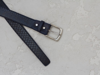 Ремень из кожи питона Ekzotic Leather Cиний (snb 05_3)