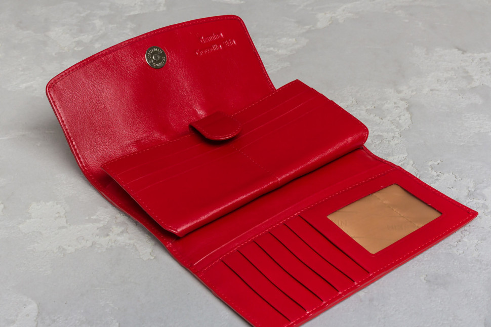 Кошелек красный из кожи ската с питоном  Ekzotic Leather (stw011)