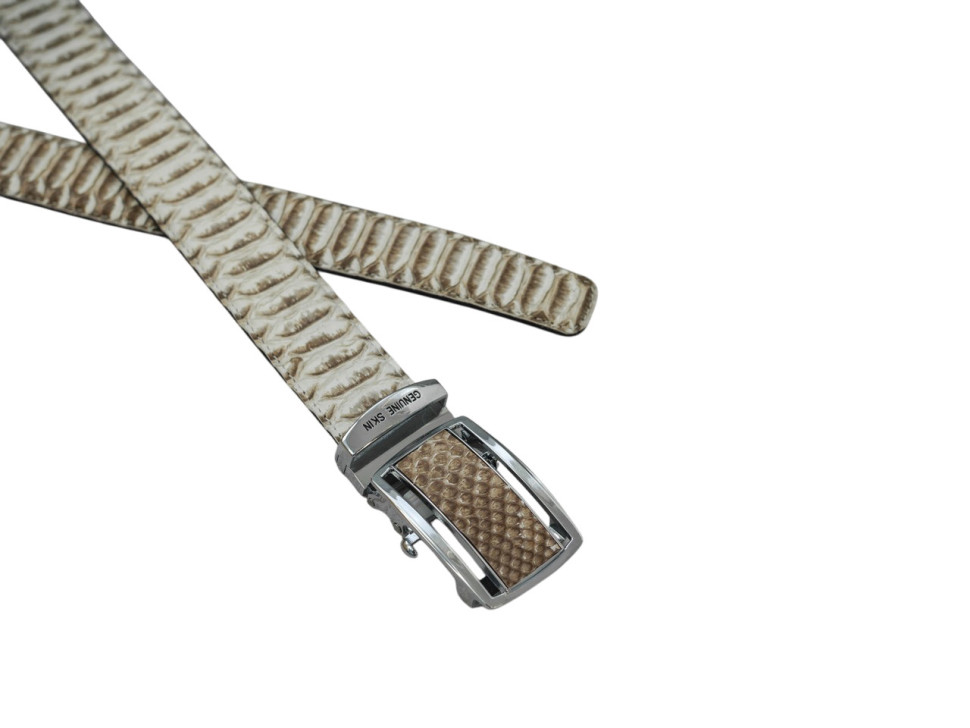 Ремень из кожи питона Ekzotic Leather Бежевый (snb 05_4)