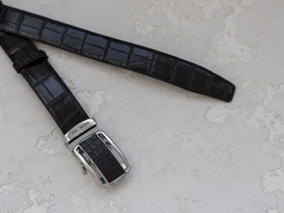 Ремень из кожи крокодила  Ekzotic Leather Черный (crb09_1)