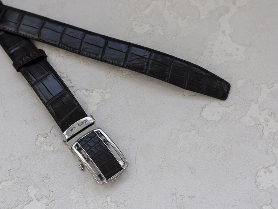 Ремень из кожи крокодила  Ekzotic Leather Черный (crb09_1)