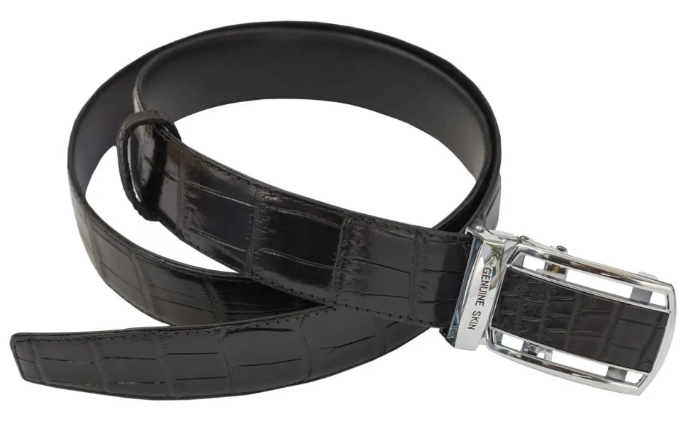 Ремень из кожи крокодила  Ekzotic Leather Черный (crb09_1)