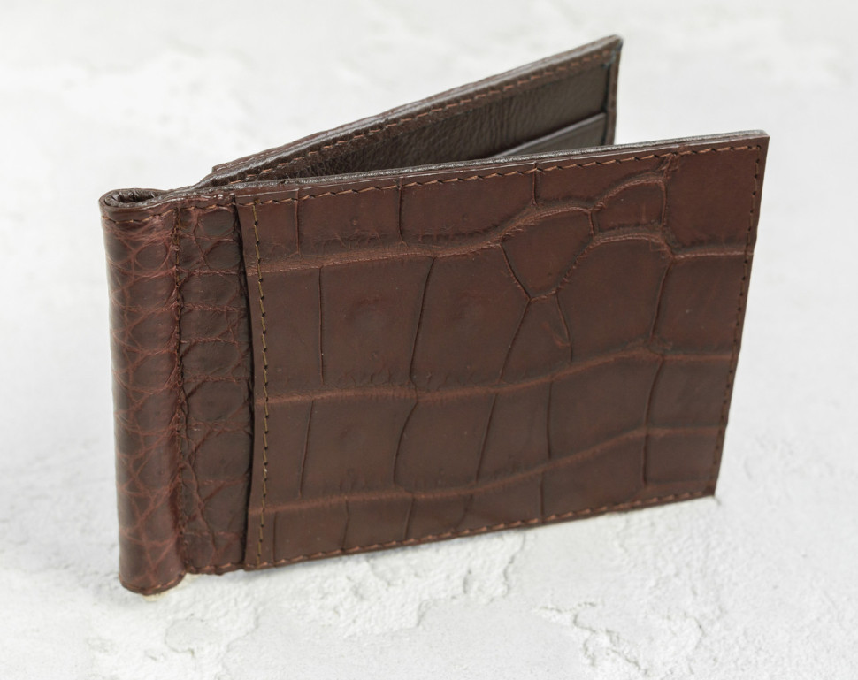 Зажим для денег из кожи крокодила  Ekzotic Leather Коричневый (cc02_1)
