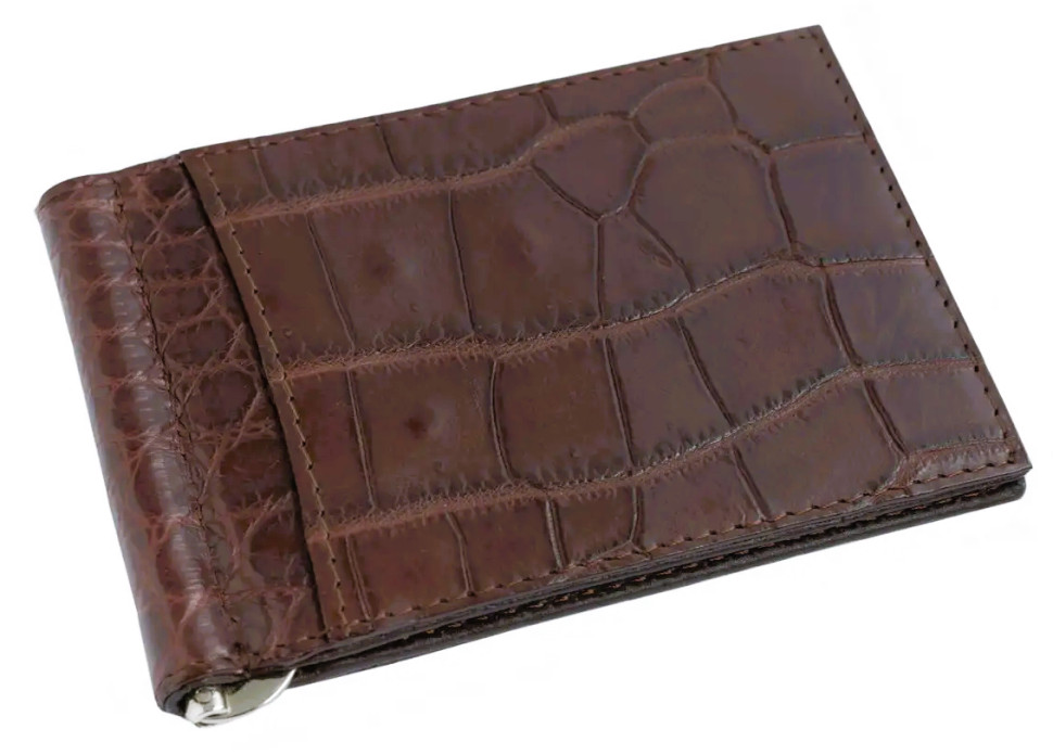 Зажим для денег из кожи крокодила  Ekzotic Leather Коричневый (cc02_1)