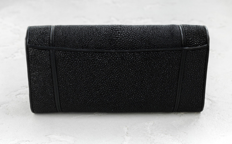 Кошелек из кожи ската Ekzotic leather Черный (stw 142)