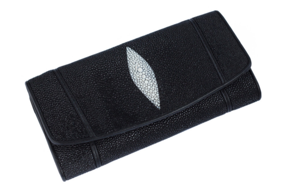Кошелек из кожи ската Ekzotic leather Черный (stw 142)