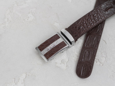 Ремень из кожи крокодила  Ekzotic Leather  Темно - коричневый (crb20)