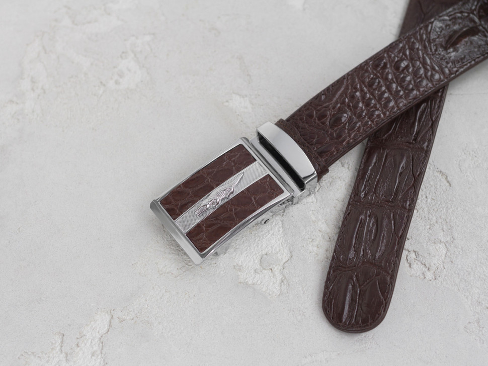 Ремень из кожи крокодила  Ekzotic Leather  Темно - коричневый (crb20)