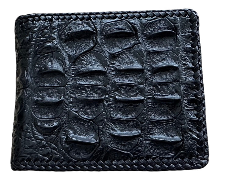 Гаманець із натуральної шкіри крокодила спина з обплетенням Ekzotic leather (cw64_1)