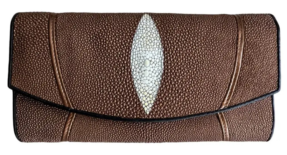 Гаманець жіночий зі шкіри морського ската коричневий бронзовий Ekzotic leather (stw16)