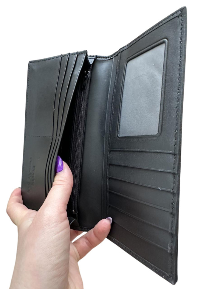 Гаманець портмоне жіночий зі шкіри крокодила Ekzotic leather чорний (cw11_5)