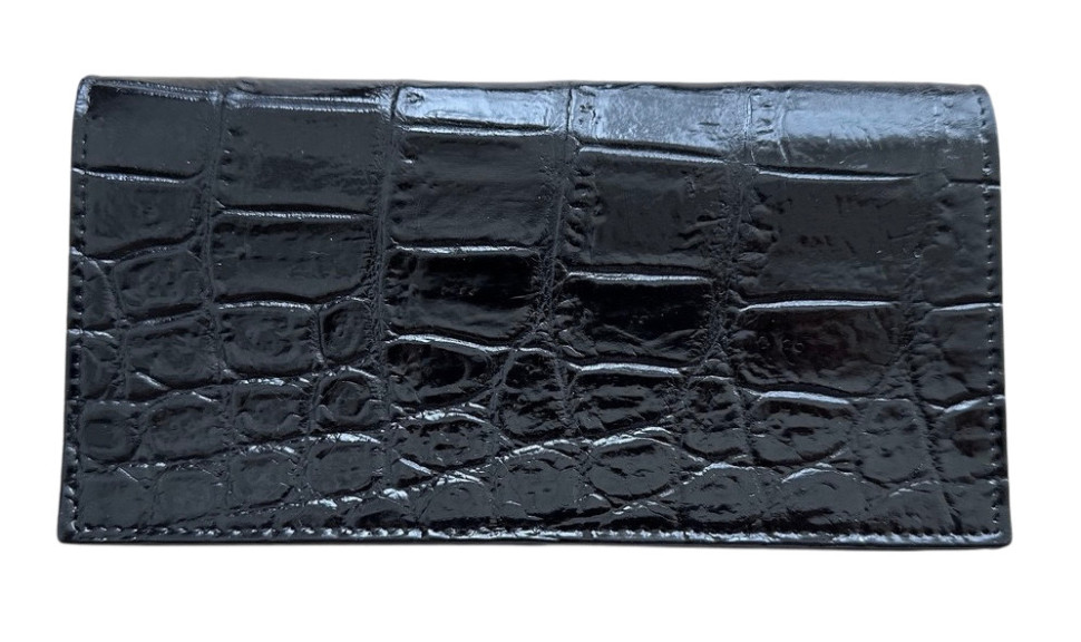 Гаманець портмоне жіночий зі шкіри крокодила Ekzotic leather чорний (cw11_5)
