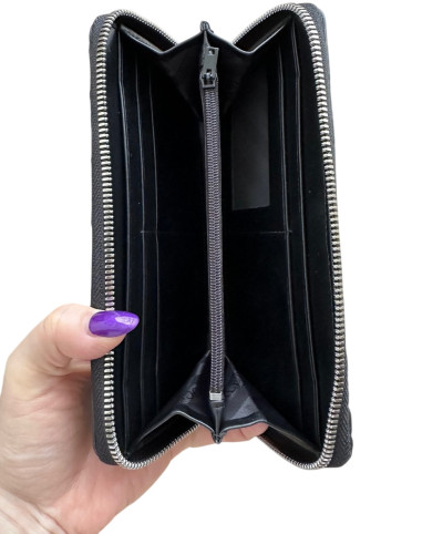 Гаманець із натуральної шкіри крокодила чорний на блискавці Ekzotic leather  ...