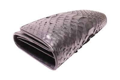 Кошелек женский из кожи питона Ekzotic LeatherЧерный (snw 20)