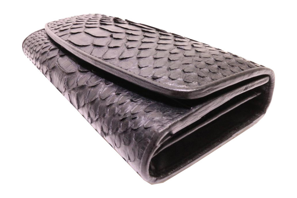 Кошелек женский из кожи питона Ekzotic LeatherЧерный (snw 20)