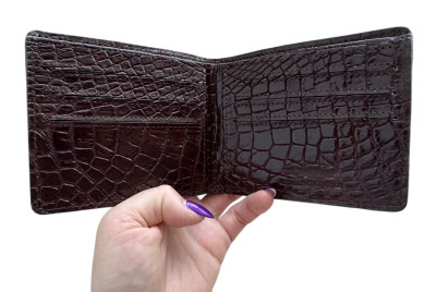 Гаманець із натуральної шкіри крокодила коричневий Ekzotic leather чоловічий ...