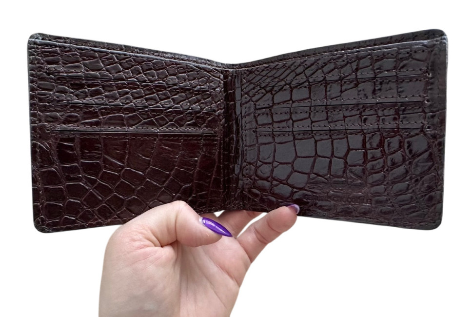 Гаманець із натуральної шкіри крокодила коричневий Ekzotic leather чоловічий (cw20_1)