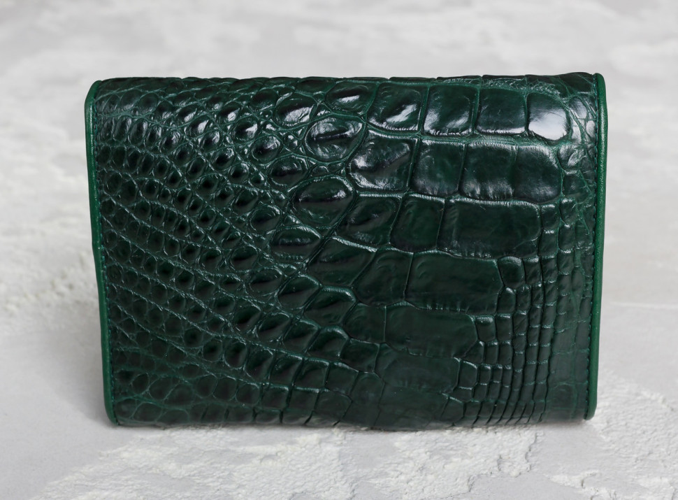 Кошелек женский из кожи крокодила зеленый Ekzotic Leather (cw31)