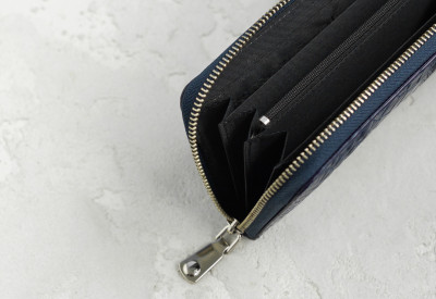Кошелек Ekzotic Leather из натуральной кожи крокодила Синий (cw 82_3)