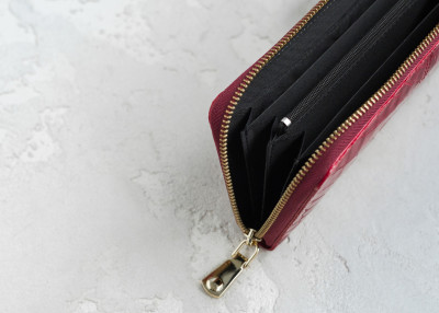 Кошелек Ekzotic Leather из натуральной кожи крокодила Бордовый  (cw 82_4)