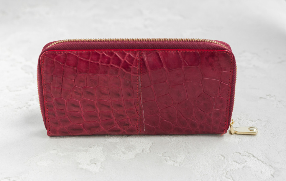Кошелек Ekzotic Leather из натуральной кожи крокодила Бордовый  (cw 82_4)