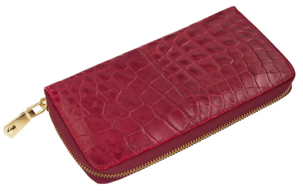 Кошелек Ekzotic Leather из натуральной кожи крокодила Бордовый  (cw 82_4)