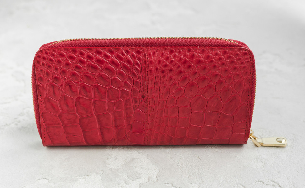 Кошелек Ekzotic Leather из натуральной кожи крокодила Красный  (cw 82_5)