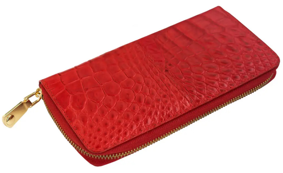 Кошелек Ekzotic Leather из натуральной кожи крокодила Красный  (cw 82_5)