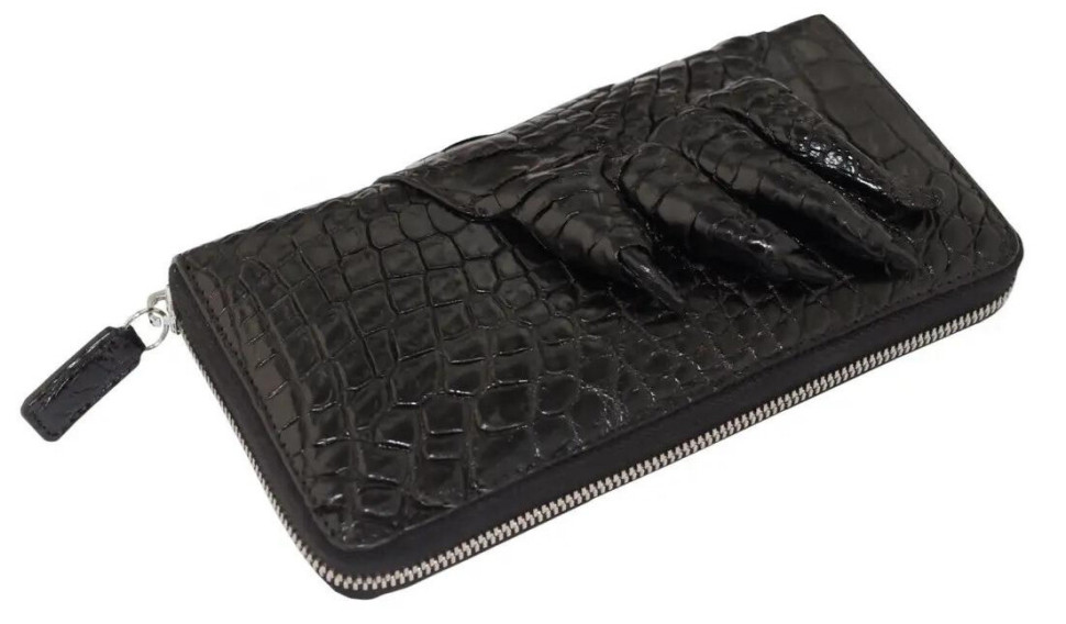Кошелек-клатч Ekzotic Leather из натуральной кожи крокодила Черный   (cw 28_1)