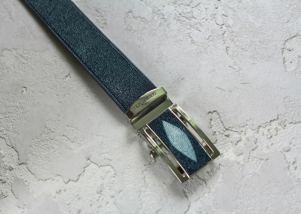 Ремень из кожи ската Ekzotic Leather Синий (stb04)