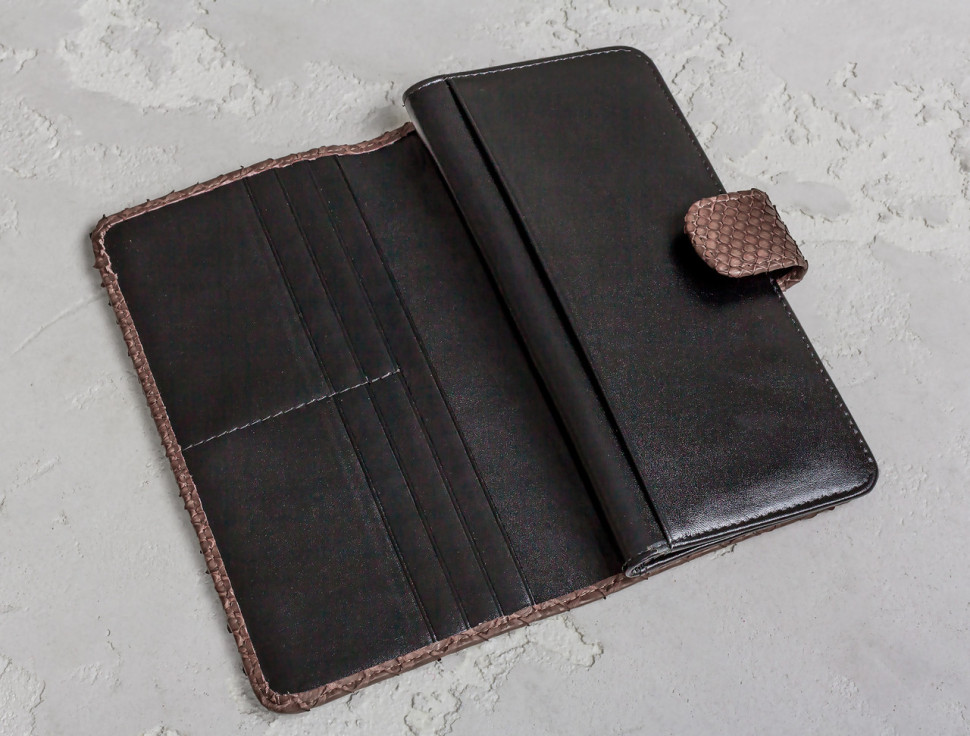 Вертикальное портмоне из питоновой кожи  Ekzotic Leather Коричневый (snw 24)
