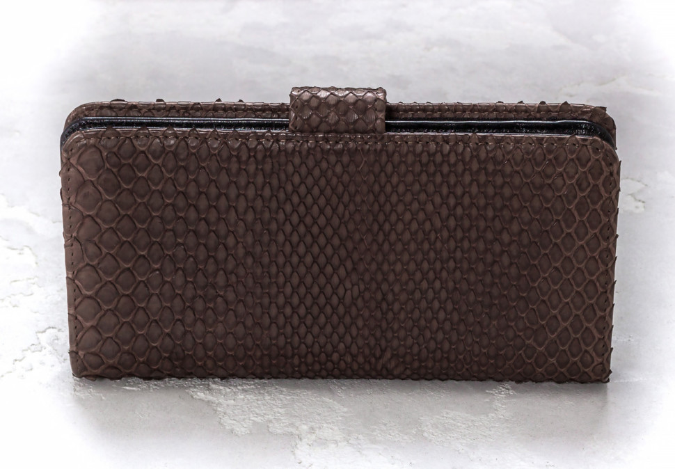 Вертикальное портмоне из питоновой кожи  Ekzotic Leather Коричневый (snw 24)