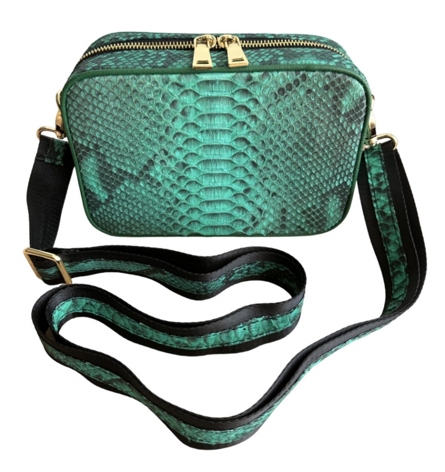Сумка кросбоді жіноча зі шкіри пітона зелена бірюзова Ekzotic leather (snc04)