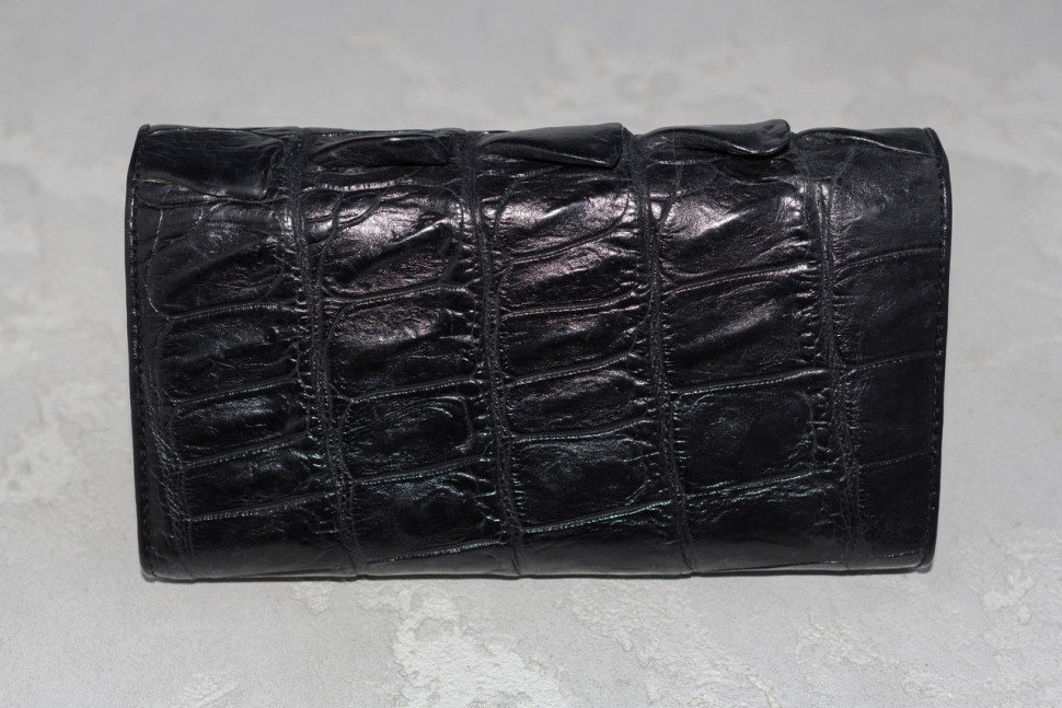 Кошелек из кожи крокодила  Ekzotic Leather черный (cw 18_1)