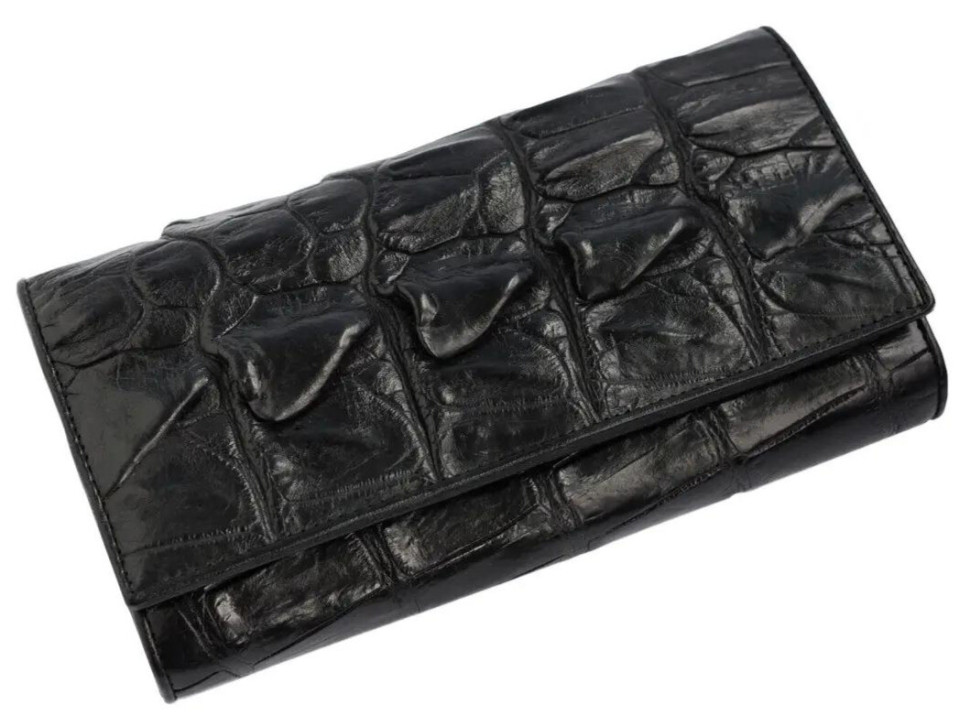 Кошелек из кожи крокодила  Ekzotic Leather черный (cw 18_1)