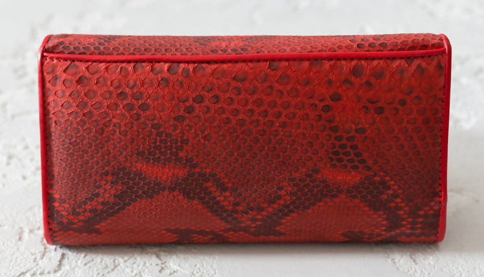 Кошелек из кожи питона Ekzotic Leather Коралловый ( snw25)