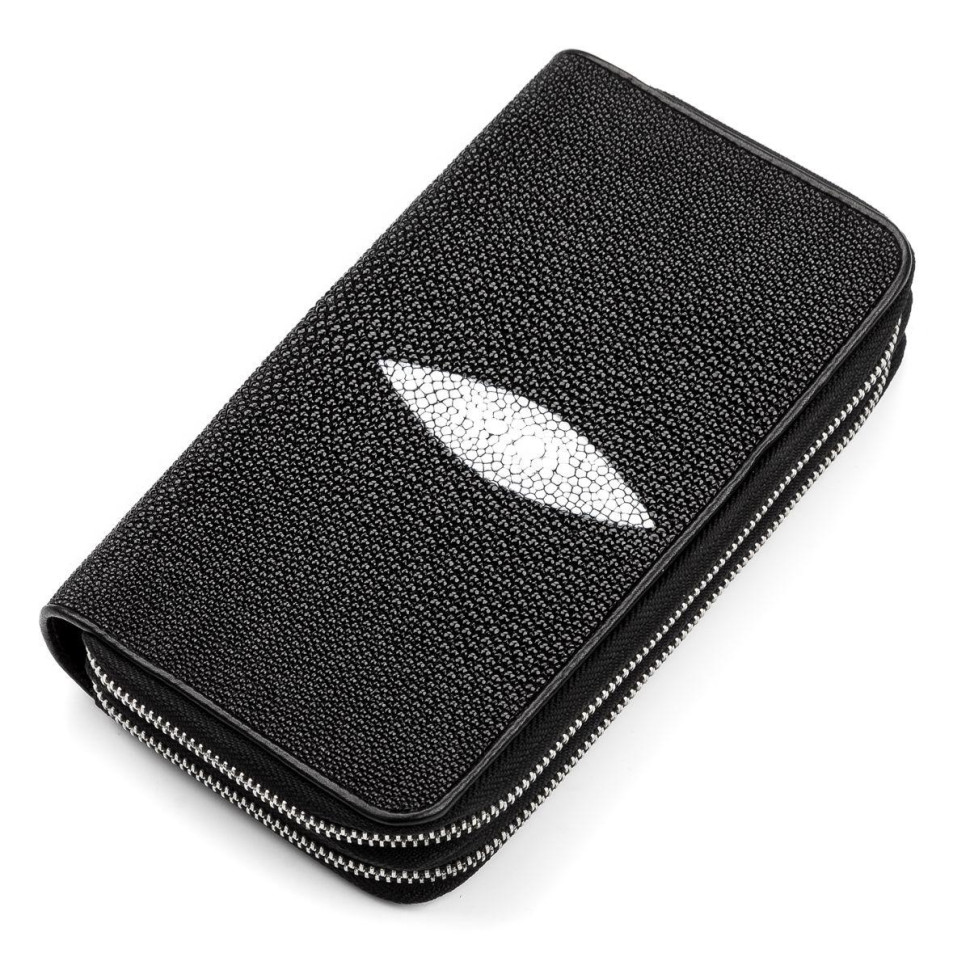 Кошелек- клатч Ekzotic Leather из натуральной морского ската Черный (sb 04_1)