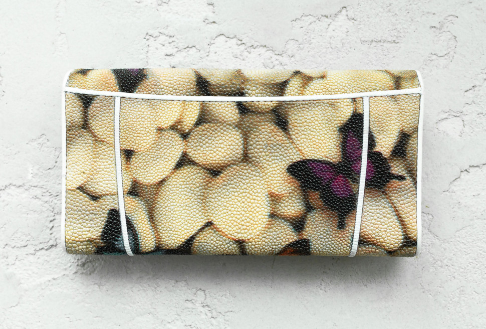 Кошелек из кожи ската Ekzotic leather Бабочки (stw 32_4)
