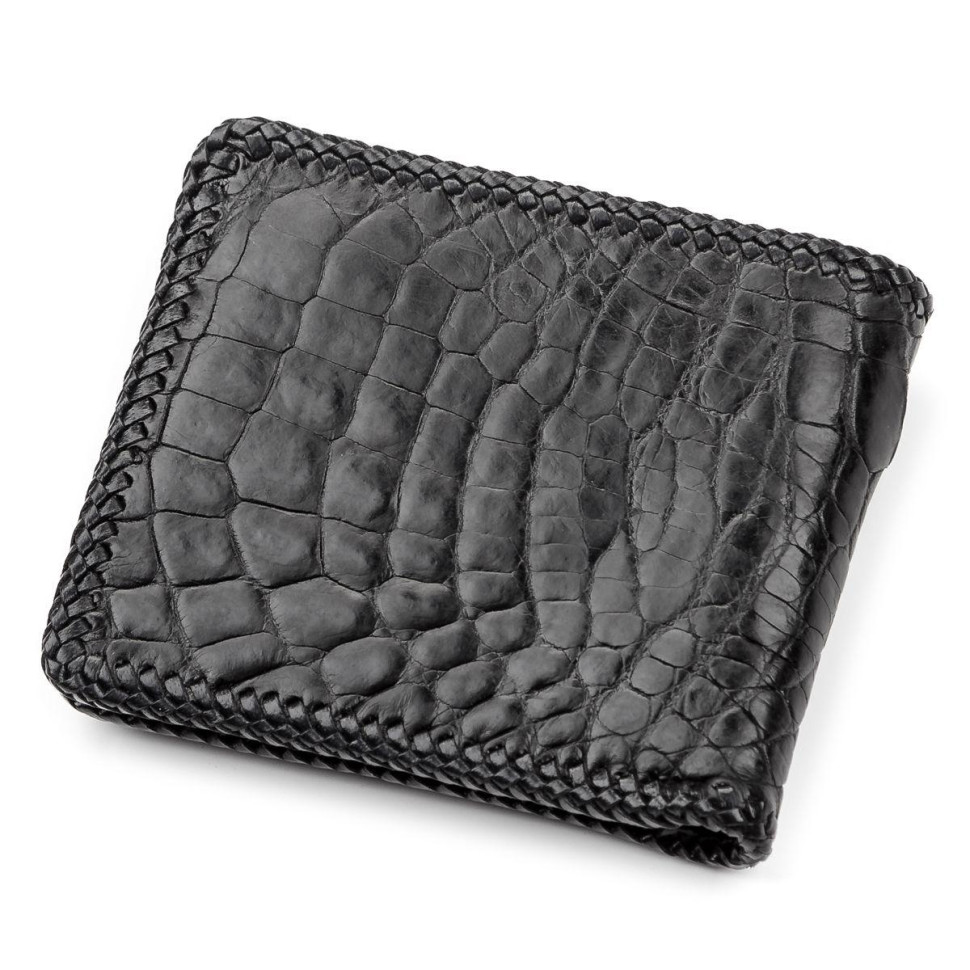Портмоне из натуральной кожи крокодила Ekzotic Leather Черное   (cw 40)